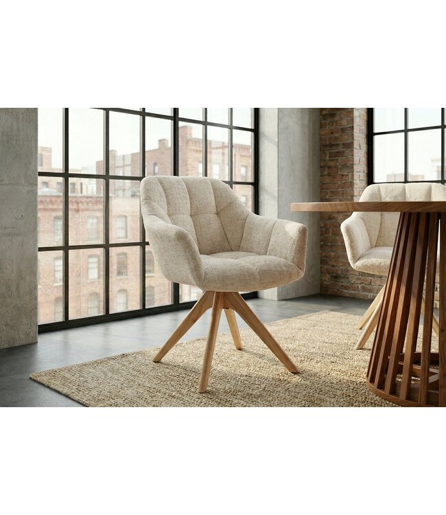 Invicta Interior Swivel chair PAPILLON rotatable 180° w/ armrests chenille champagne beige