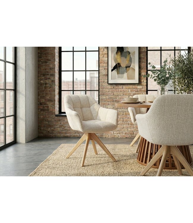 Invicta Interior Swivel chair PAPILLON rotatable 180° w/ armrests chenille champagne beige