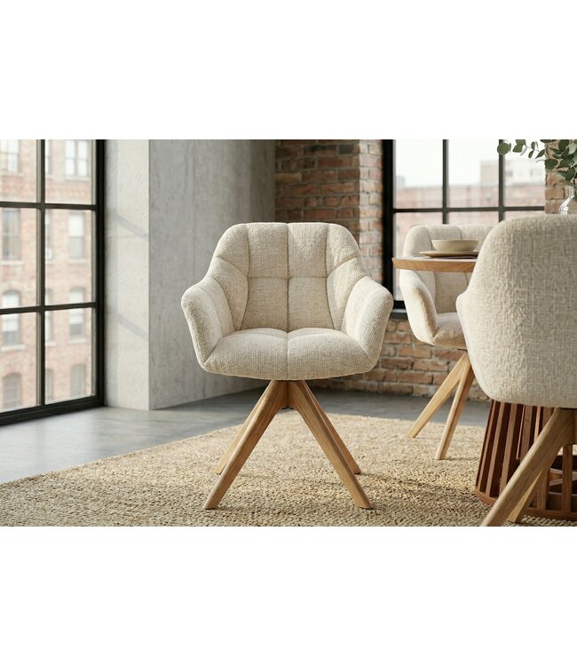 Invicta Interior Swivel chair PAPILLON rotatable 180° w/ armrests chenille champagne beige