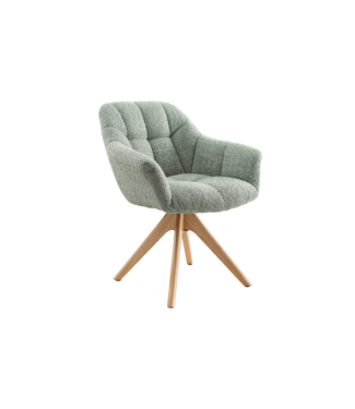 Invicta Interior Draaibare fauteuil PAPILLON draaibaar 180° met armleuningen bouclé saliegroen