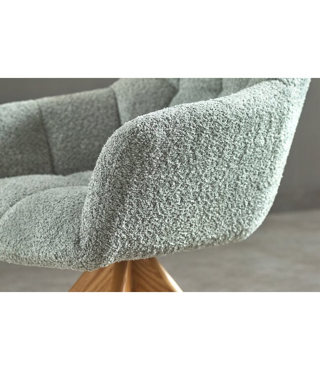 Invicta Interior Draaibare fauteuil PAPILLON draaibaar 180° met armleuningen bouclé saliegroen