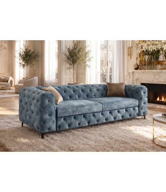 Invicta Interior Sofa MODERN BAROCK 235cm 3-zits fluweel petrol