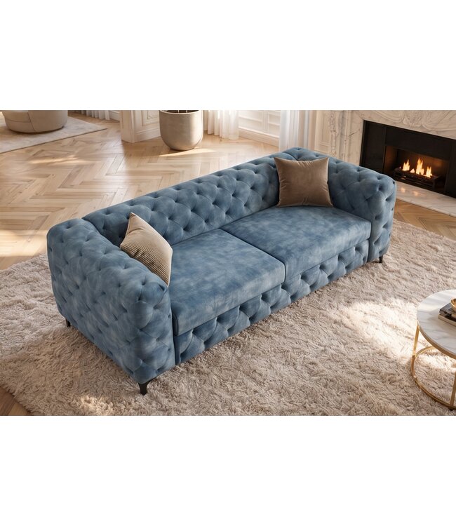 Invicta Interior Sofa MODERN BAROCK 235cm 3-zits fluweel petrol