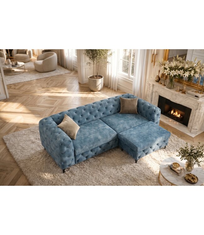 Invicta Interior Sofa MODERN BAROCK 235cm 3-zits fluweel petrol
