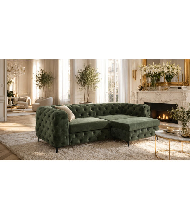 Invicta Interior Fluwelen 3-zits bank MODERN BAROCK 235cm donkergroen