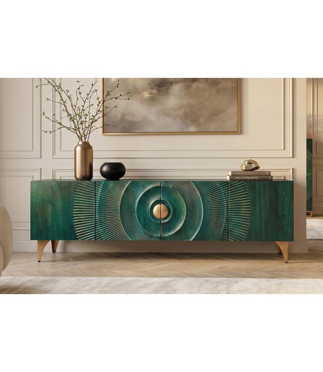Invicta Interior TV-meubel GOLDEN SUNSET 180cm 3D mangohout turquoise