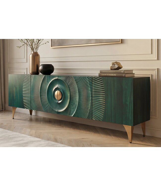 Invicta Interior TV-meubel GOLDEN SUNSET 180cm 3D mangohout turquoise