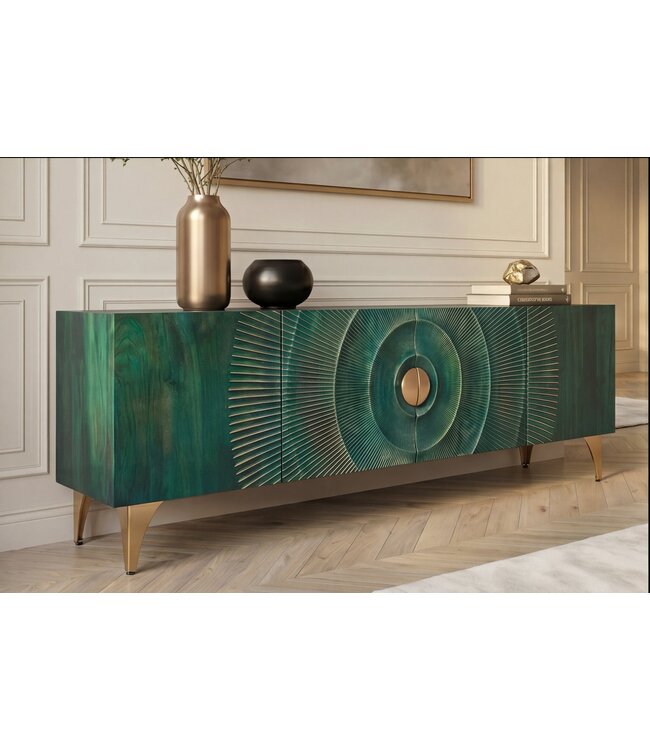Invicta Interior TV-meubel GOLDEN SUNSET 180cm 3D mangohout turquoise