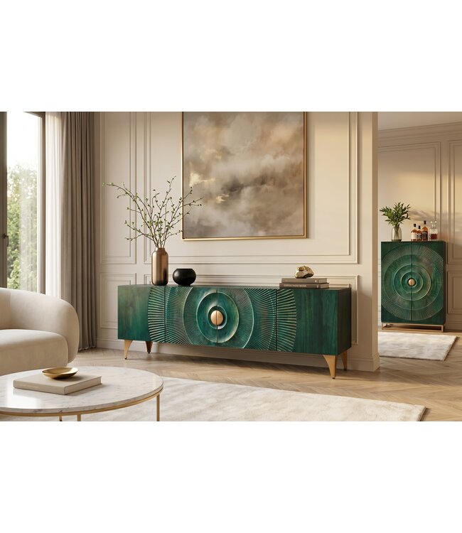 Invicta Interior TV-meubel GOLDEN SUNSET 180cm 3D mangohout turquoise