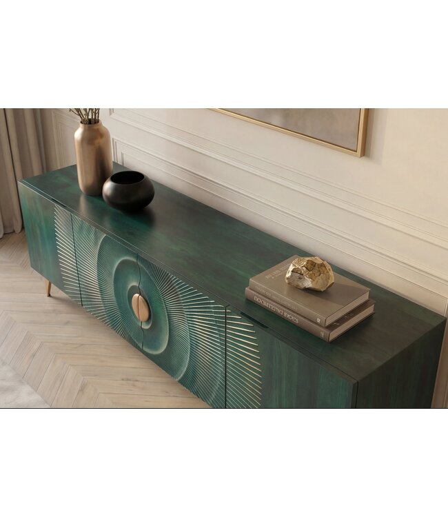 Invicta Interior TV-meubel GOLDEN SUNSET 180cm 3D mangohout turquoise