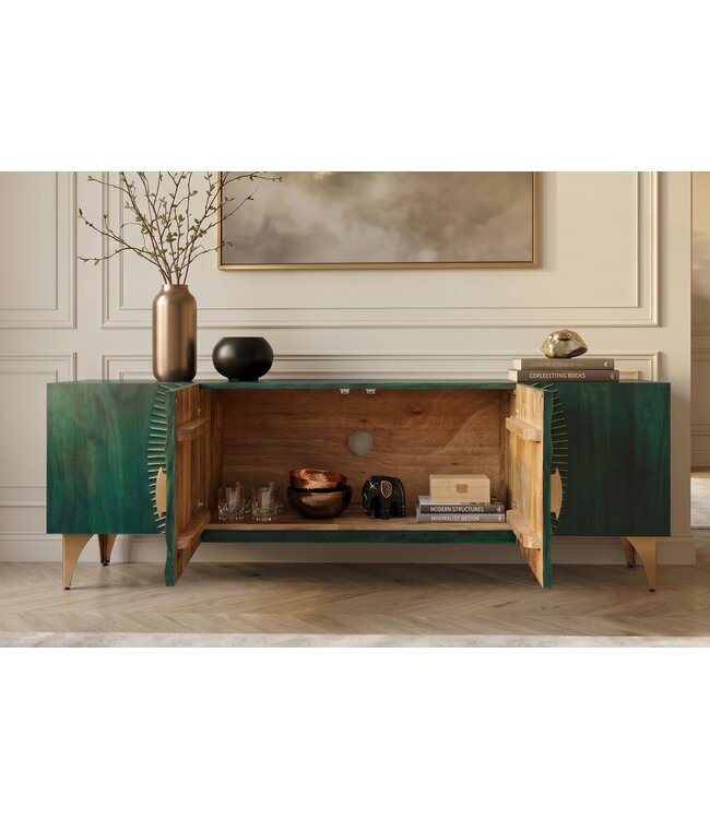 Invicta Interior TV-meubel GOLDEN SUNSET 180cm 3D mangohout turquoise