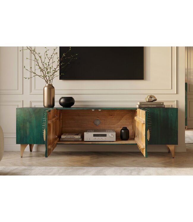 Invicta Interior TV-meubel GOLDEN SUNSET 180cm 3D mangohout turquoise