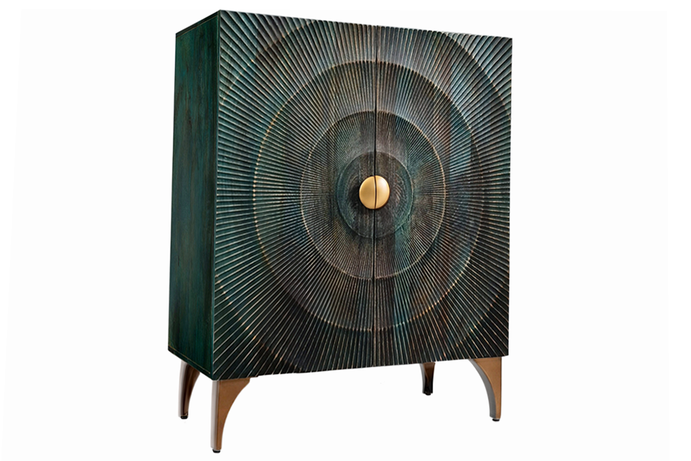 Dressoir GOLDEN SUNSET 120cm 3D mangohout turquoise