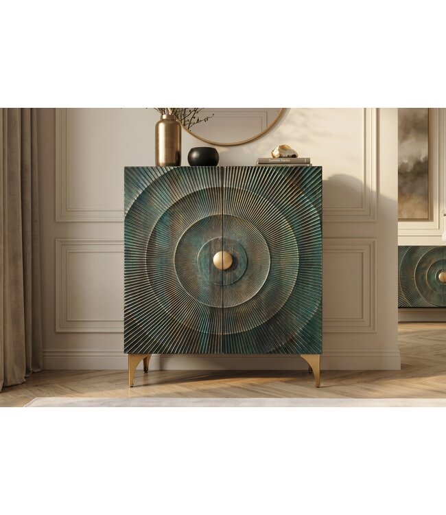 Invicta Interior Dressoir GOLDEN SUNSET 120cm 3D mangohout turquoise