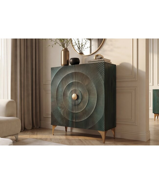 Invicta Interior Dressoir GOLDEN SUNSET 120cm 3D mangohout turquoise
