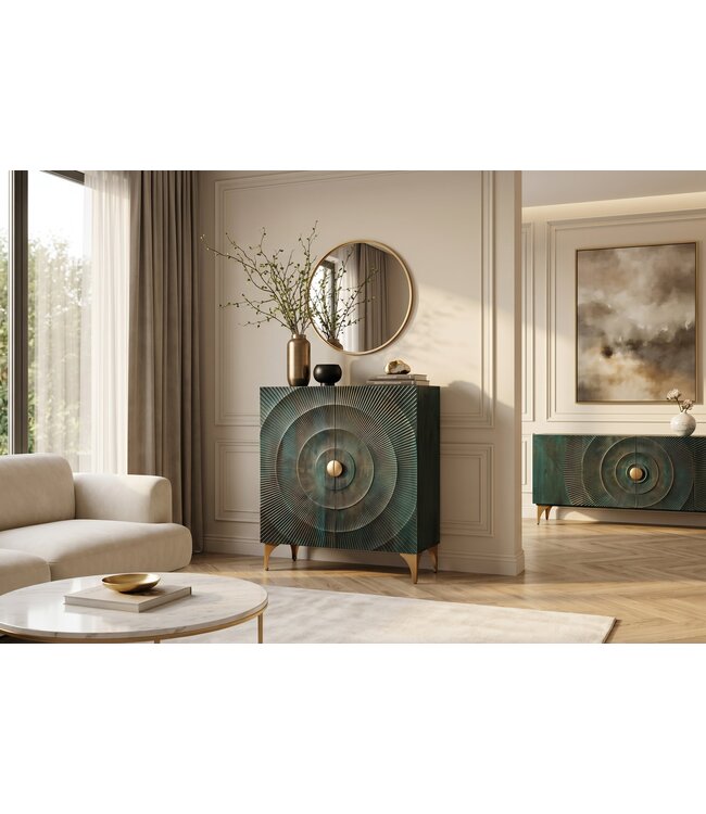 Invicta Interior Dressoir GOLDEN SUNSET 120cm 3D mangohout turquoise