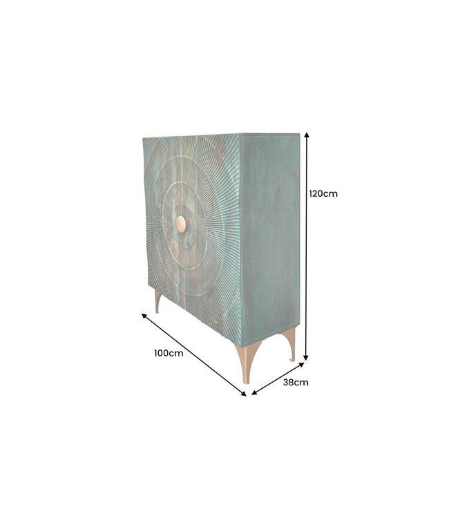 Invicta Interior Dressoir GOLDEN SUNSET 120cm 3D mangohout turquoise
