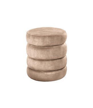 Invicta Interior Kruk VOGUE 40cm rond bekleed met opbergruimte velours champagne greige