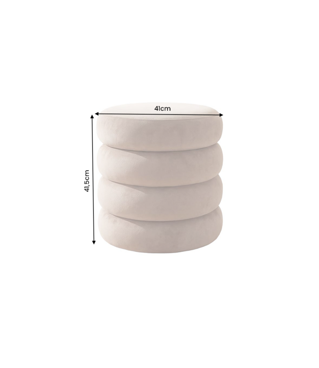 Invicta Interior Kruk VOGUE 40cm rond bekleed met opbergruimte velours champagne greige