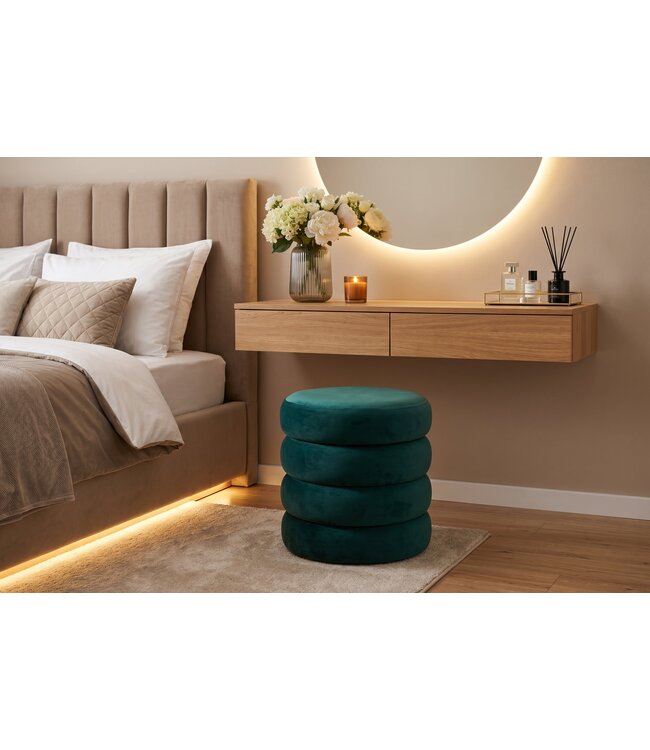 Invicta Interior Kruk VOGUE 40cm rond bekleed met opbergruimte fluweel groen