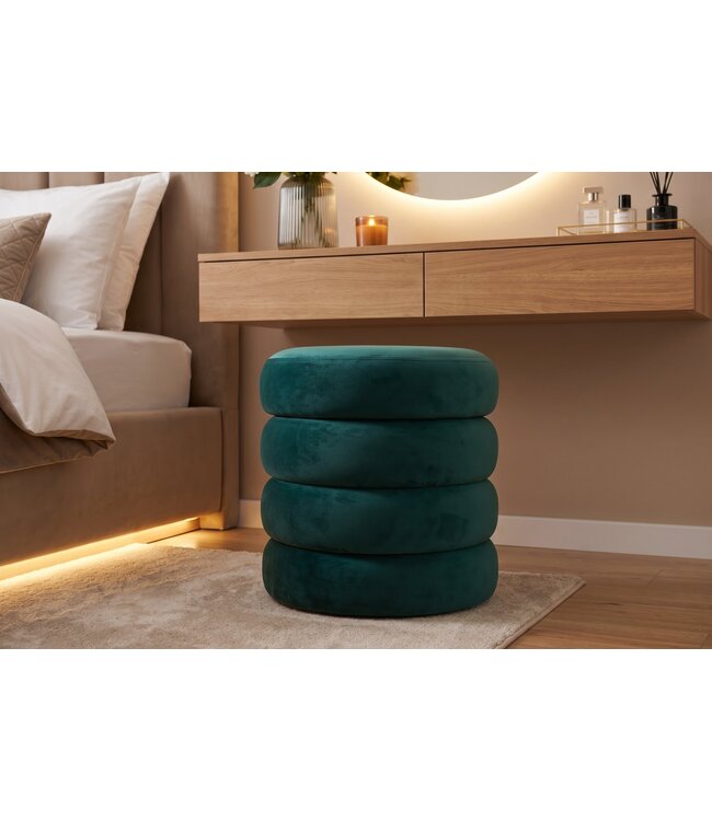 Invicta Interior Kruk VOGUE 40cm rond bekleed met opbergruimte fluweel groen