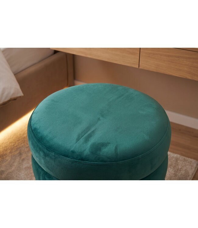 Invicta Interior Kruk VOGUE 40cm rond bekleed met opbergruimte fluweel groen