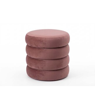 Invicta Interior Kruk VOGUE 40cm rond bekleed met opbergruimte fluweel rosé
