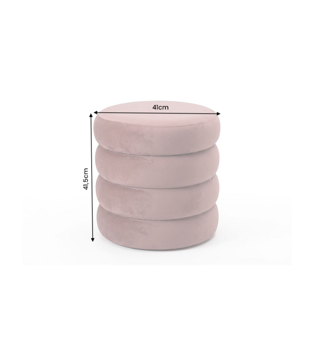 Invicta Interior Kruk VOGUE 40cm rond bekleed met opbergruimte fluweel rosé