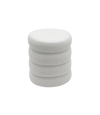 Invicta Interior Kruk VOGUE 40cm rond bekleed met opbergruimte bouclé wit