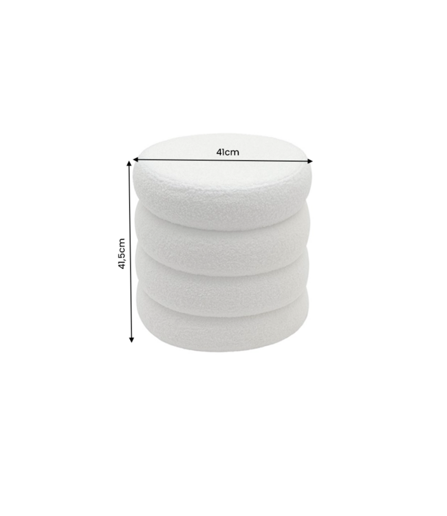 Invicta Interior Kruk VOGUE 40cm rond bekleed met opbergruimte bouclé wit