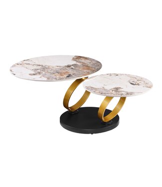 Invicta Interior Coffee table DANCING RINGS 80-135cm round rotatable pandora ceramic matte gold rings