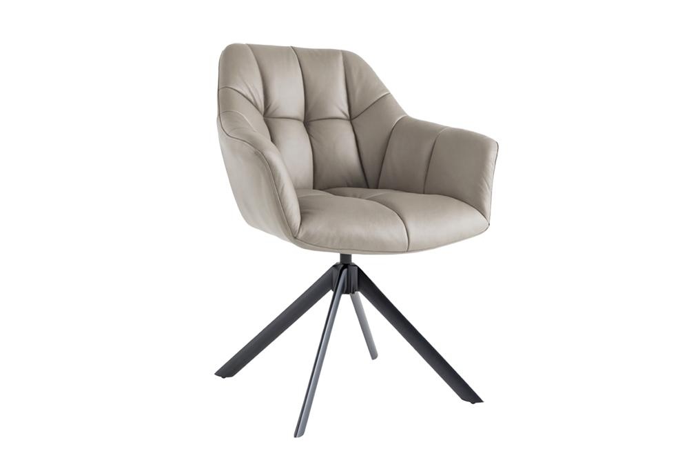 Draaibare fauteuil PAPILLON 180° met armleuningen leer taupe