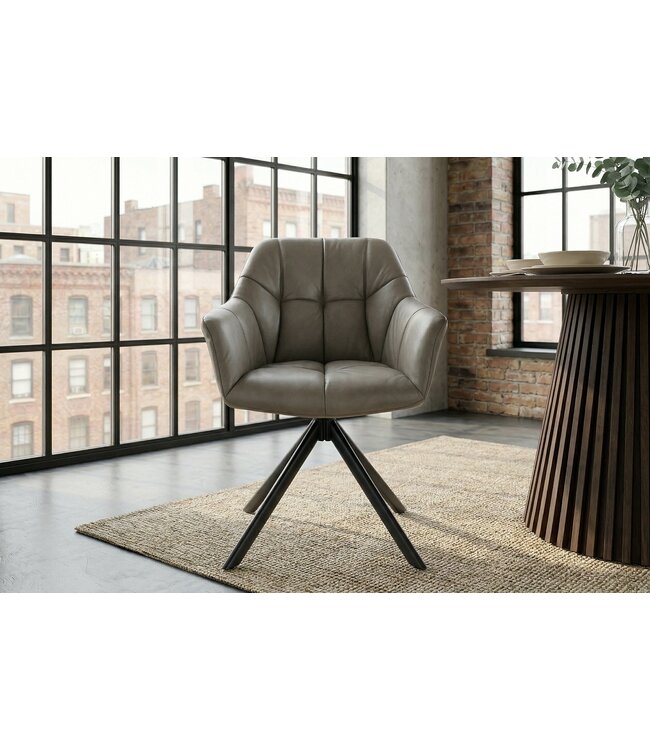 Invicta Interior Draaibare fauteuil PAPILLON 180° met armleuningen leer taupe