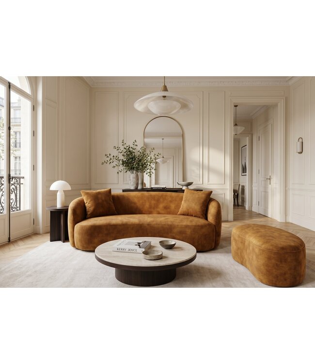 Invicta Interior Sofa ELEMENTAL 180cm 2-zitter fluweel mosterdgeel