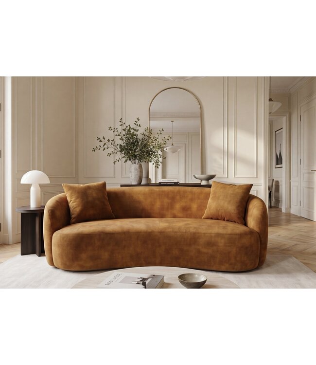 Invicta Interior Sofa ELEMENTAL 180cm 2-zitter fluweel mosterdgeel
