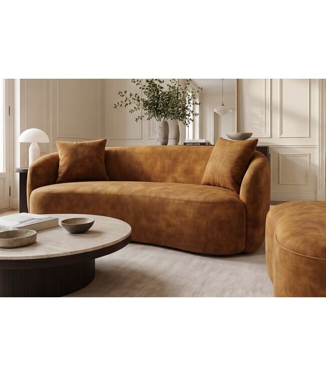 Invicta Interior Sofa ELEMENTAL 180cm 2-zitter fluweel mosterdgeel