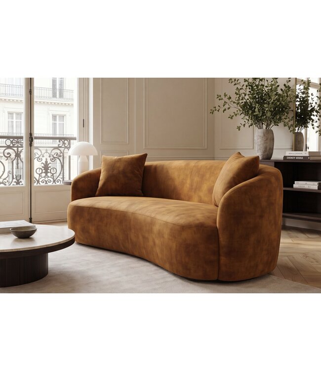 Invicta Interior Sofa ELEMENTAL 180cm 2-zitter fluweel mosterdgeel
