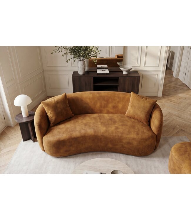 Invicta Interior Sofa ELEMENTAL 180cm 2-zitter fluweel mosterdgeel