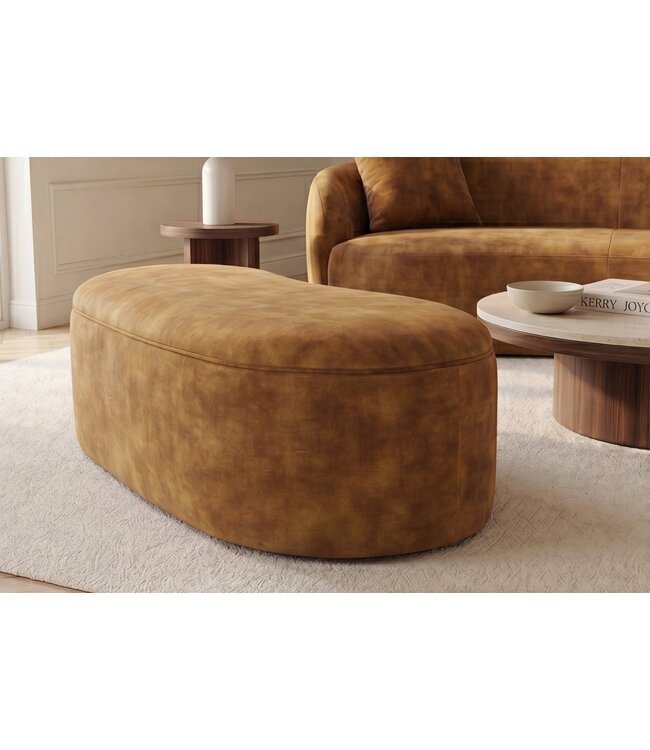 Invicta Interior Opbergbank ELEMENTAL 120cm bekleed fluweel mosterdgeel