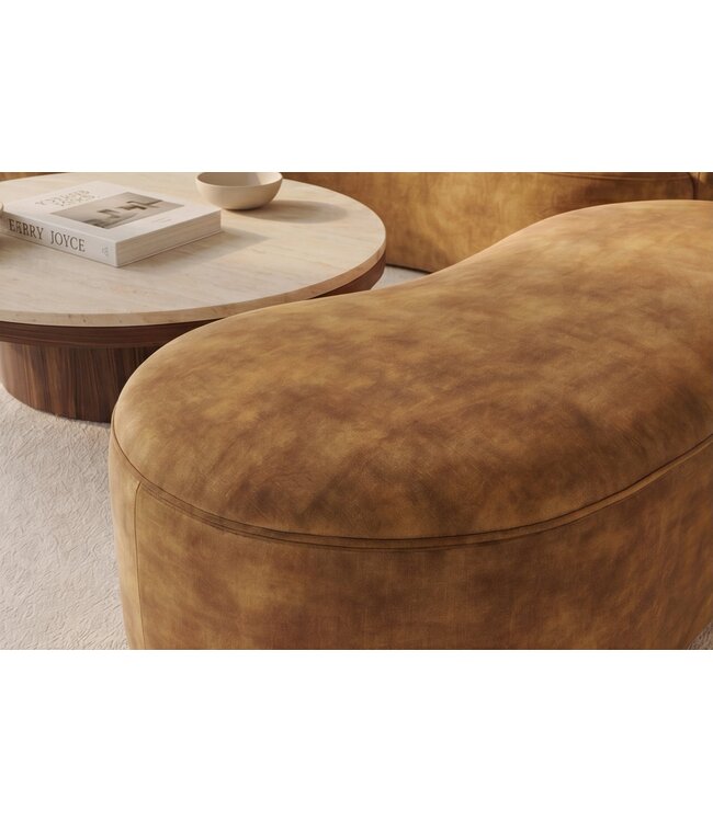 Invicta Interior Opbergbank ELEMENTAL 120cm bekleed fluweel mosterdgeel