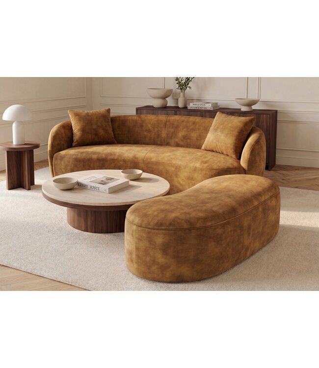 Invicta Interior Opbergbank ELEMENTAL 120cm bekleed fluweel mosterdgeel