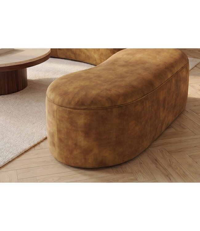 Invicta Interior Opbergbank ELEMENTAL 120cm bekleed fluweel mosterdgeel