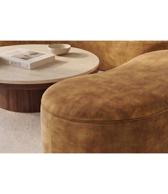 Invicta Interior Opbergbank ELEMENTAL 120cm bekleed fluweel mosterdgeel