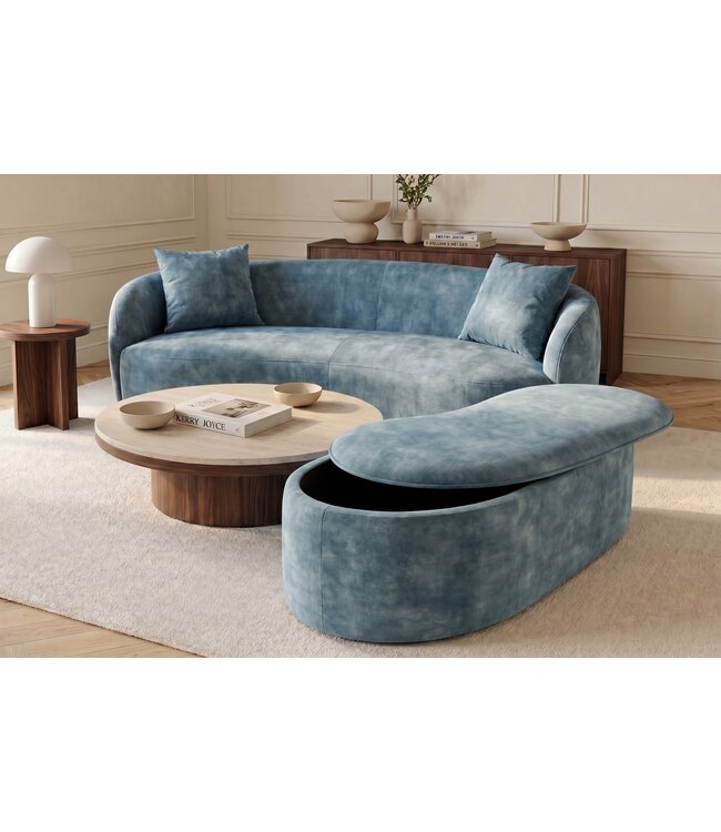 Invicta Interior Bankje ELEMENTAL 120cm bekleed met opbergvak fluweel petrol