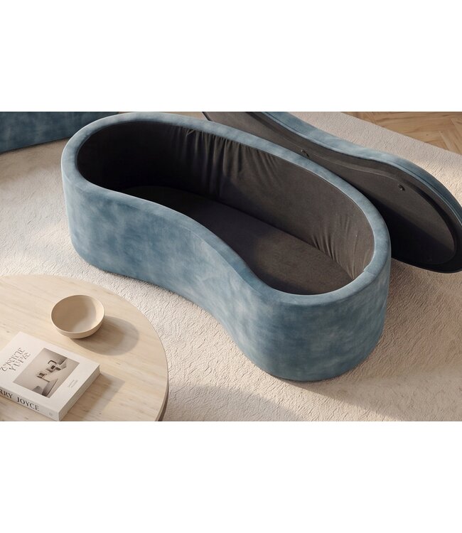 Invicta Interior Bankje ELEMENTAL 120cm bekleed met opbergvak fluweel petrol