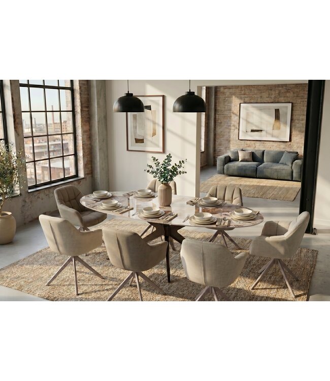 Invicta Interior Eettafel PANDORA 220cm ovaal keramiek brons