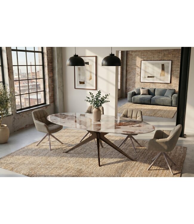 Invicta Interior Eettafel PANDORA 220cm ovaal keramiek brons