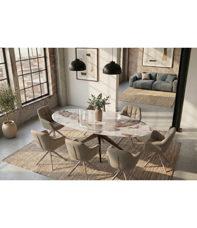 Invicta Interior Eettafel PANDORA 220cm ovaal keramiek brons