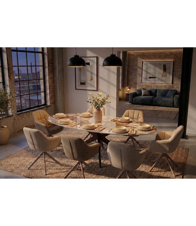 Invicta Interior Eettafel PANDORA 220cm ovaal keramiek brons