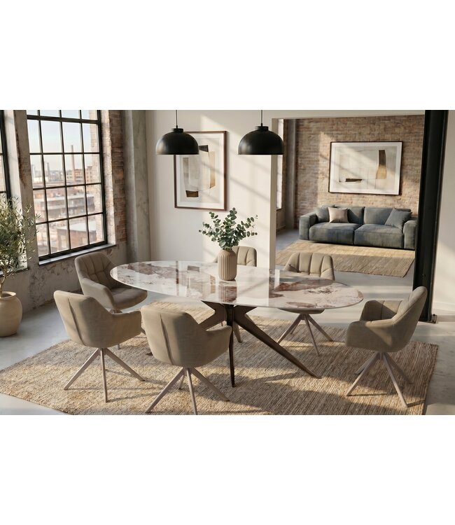 Invicta Interior Eettafel PANDORA 220cm ovaal keramiek brons